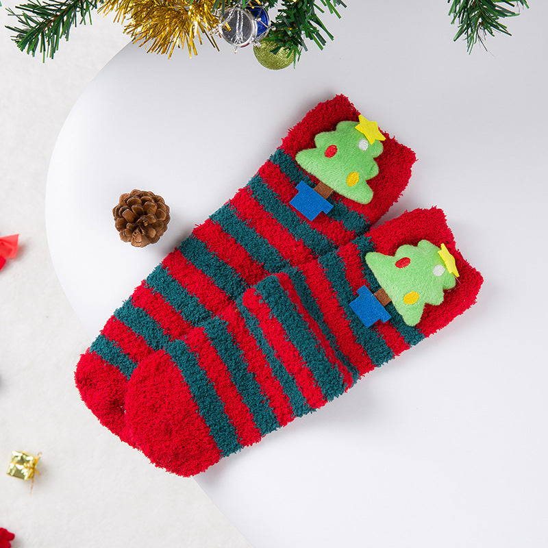 Christmas coral velvet socks - SARAH SOCKS