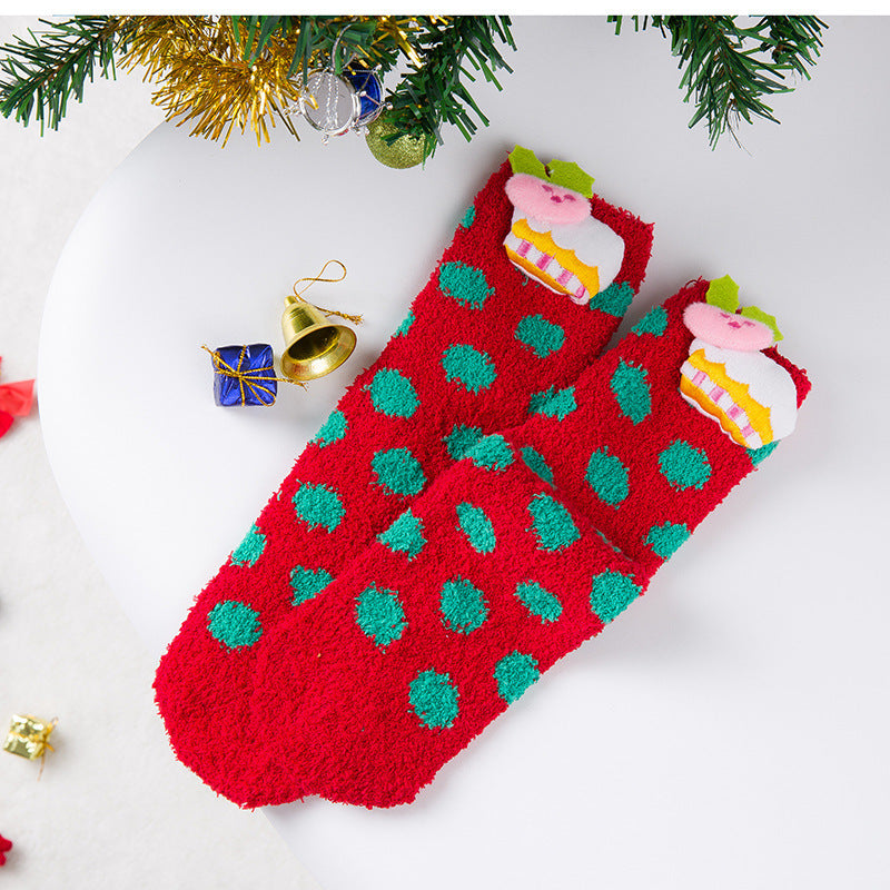 Christmas coral velvet socks - SARAH SOCKS