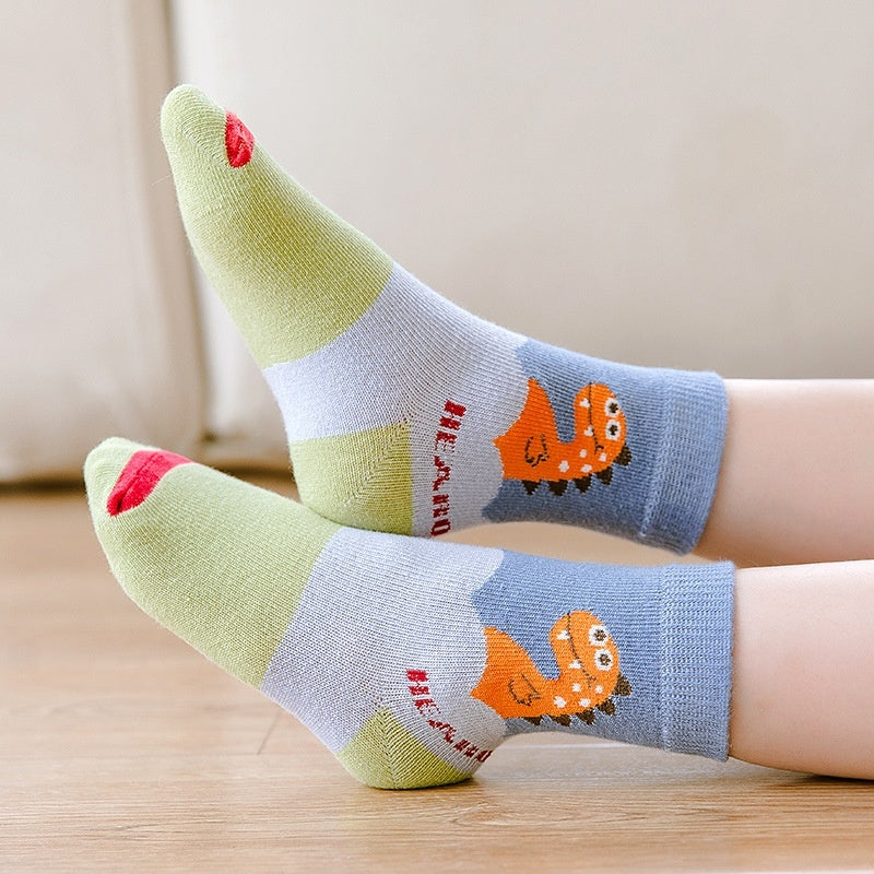 Autumn And Winter Cartoon Dinosaur Mid-calf Cotton Warm Sports Boys' Socks - SARAH SOCKS