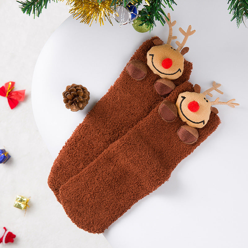 Christmas coral velvet socks - SARAH SOCKS