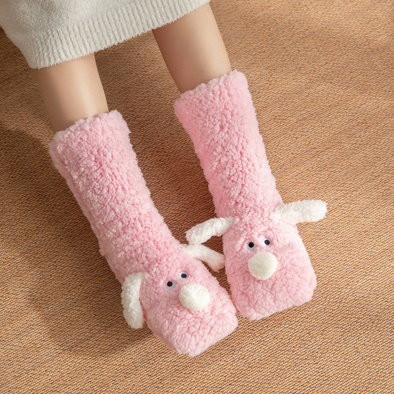 Cute Cartoon Dog Floor Socks Winter Warm Non-slip Plush Socks For Women - SARAH SOCKS