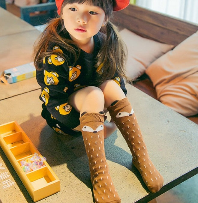 Spring and Autumn Cartoon Cute Fox Dot Stereo Breathable Children's Socks Boys and Girls Baby Cotton Socks - SARAH SOCKS