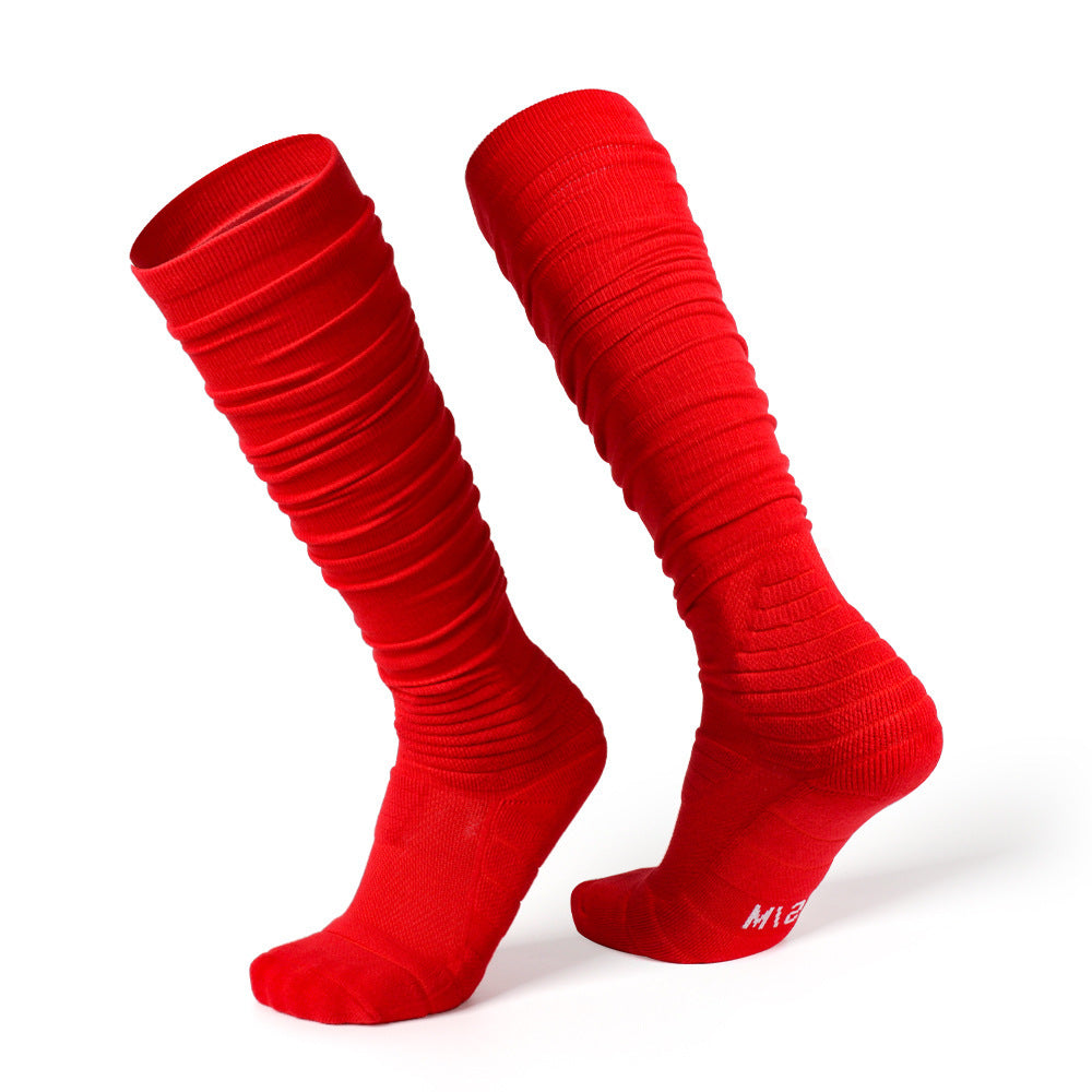 Extra Long Bunching Socks Adult Rugby Socks Thickened Shock-absorbing Terry Cotton Stockings Black And White Socks - SARAH SOCKS