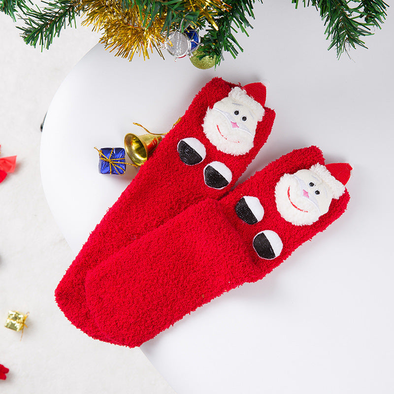 Christmas coral velvet socks - SARAH SOCKS