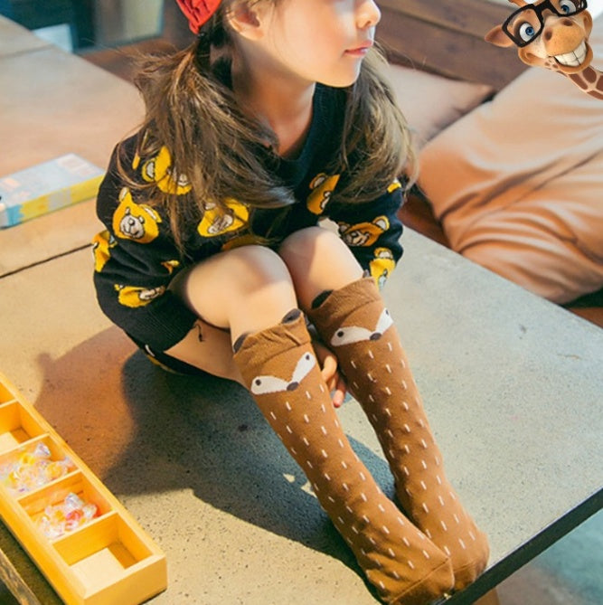 Spring and Autumn Cartoon Cute Fox Dot Stereo Breathable Children's Socks Boys and Girls Baby Cotton Socks - SARAH SOCKS