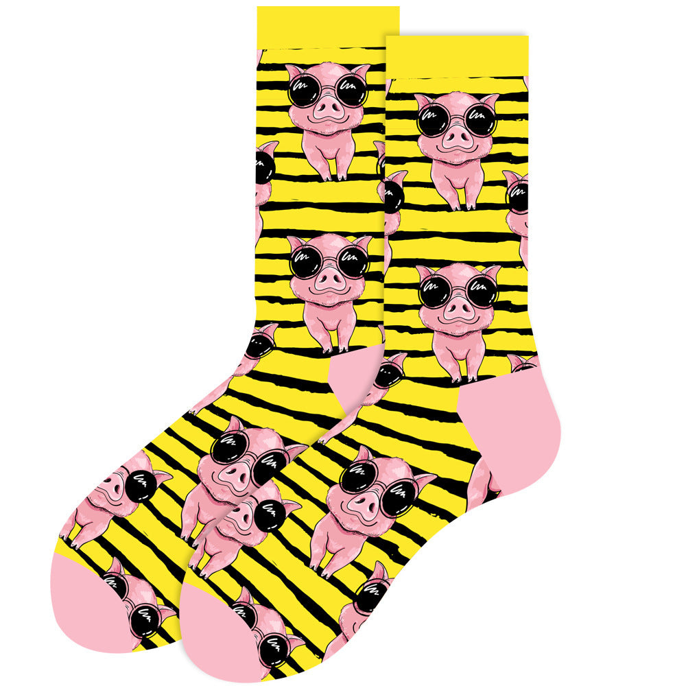 Animal Mid-calf Length Socks Geometric Men's Socks Tide - SARAH SOCKS