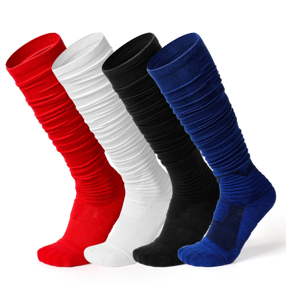 Extra Long Bunching Socks Adult Rugby Socks Thickened Shock-absorbing Terry Cotton Stockings Black And White Socks - SARAH SOCKS