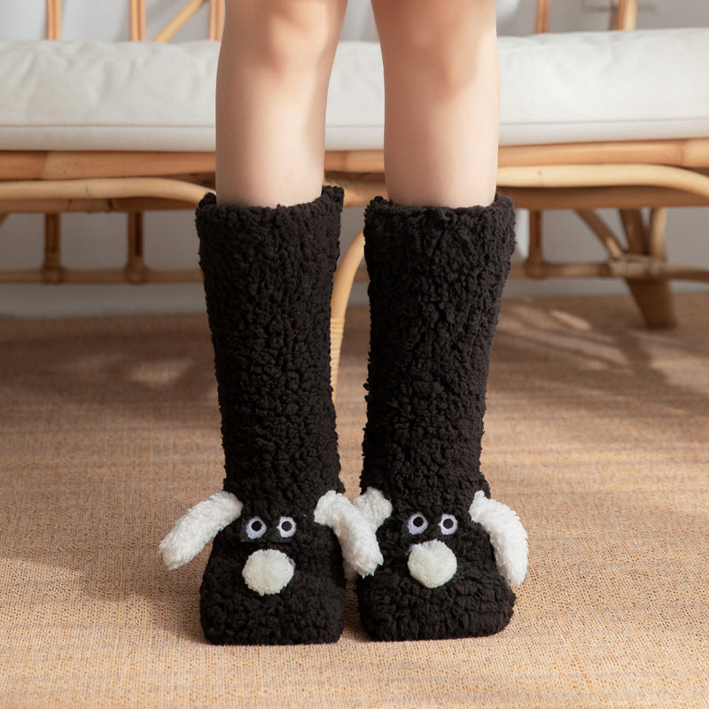 Cute Cartoon Dog Floor Socks Winter Warm Non-slip Plush Socks For Women - SARAH SOCKS