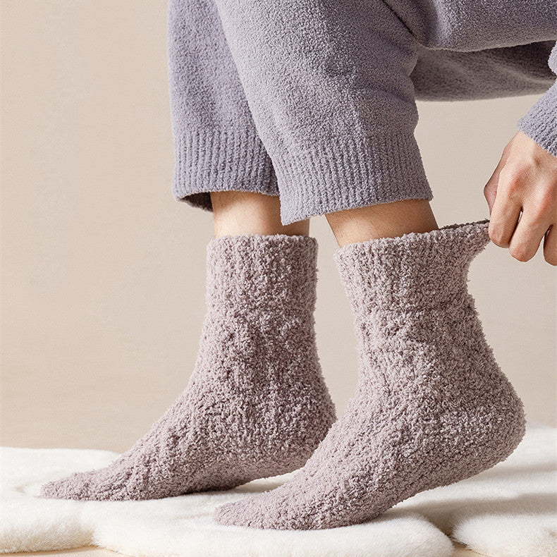 Winter Warm Fuzzy Coral Fleece Socks Women Men Velvet Thickened Home Sleepping Floor Socks - SARAH SOCKS