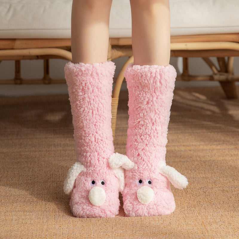 Cute Cartoon Dog Floor Socks Winter Warm Non-slip Plush Socks For Women - SARAH SOCKS