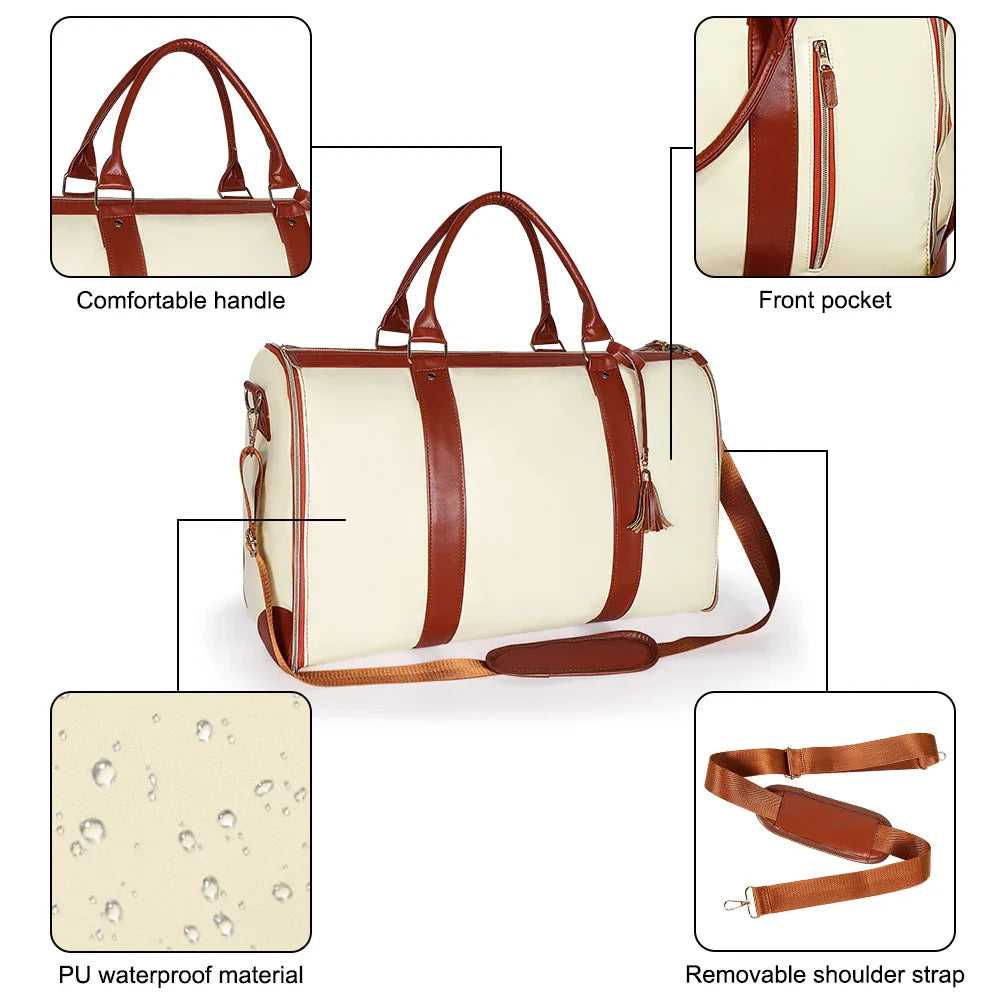 Beige travel bags