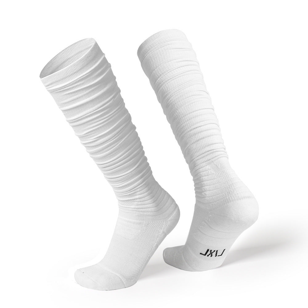 Extra Long Bunching Socks Adult Rugby Socks Thickened Shock-absorbing Terry Cotton Stockings Black And White Socks - SARAH SOCKS