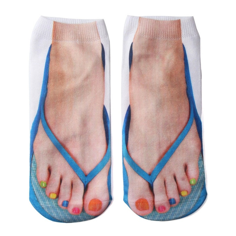 3D Printing Socks Flip Flops Cartoon Creative Socks Men And Women Couple Socks - SARAH SOCKS