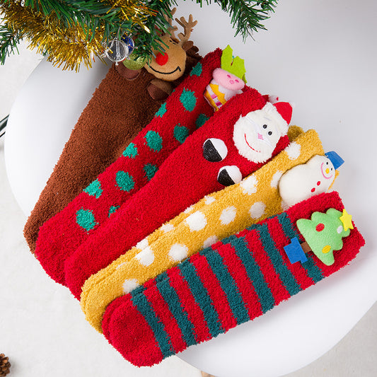 Christmas coral velvet  socks - SARAH SOCKS