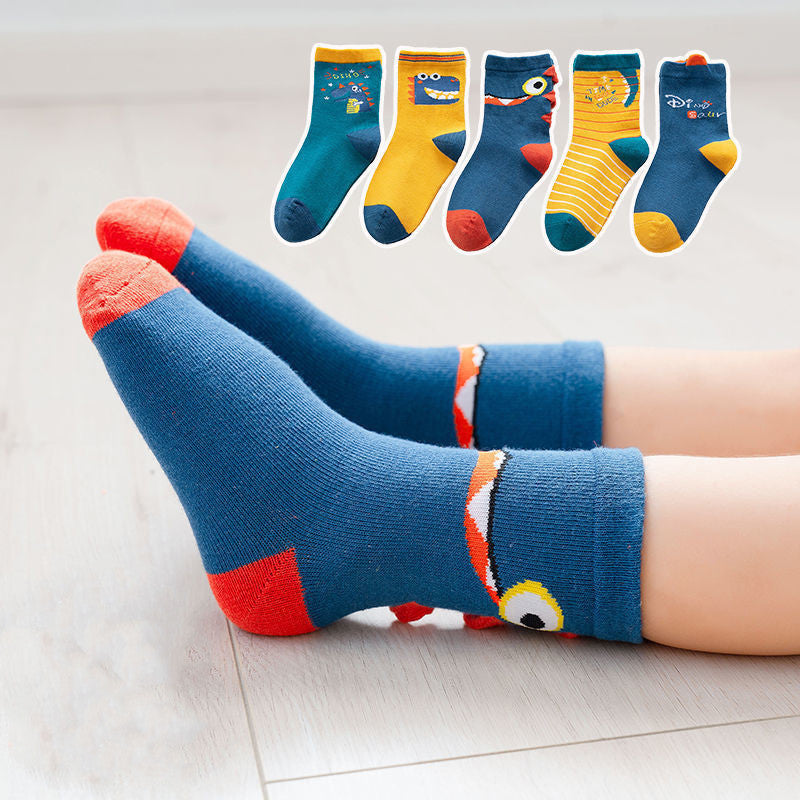 Cotton Children's Socks Medium Tube Dinosaur Thickened Baby Socks - SARAH SOCKS