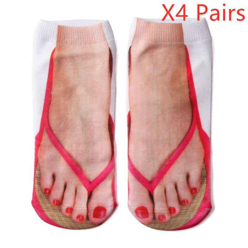 3D Printing Socks Flip Flops Cartoon Creative Socks Men And Women Couple Socks - SARAH SOCKS
