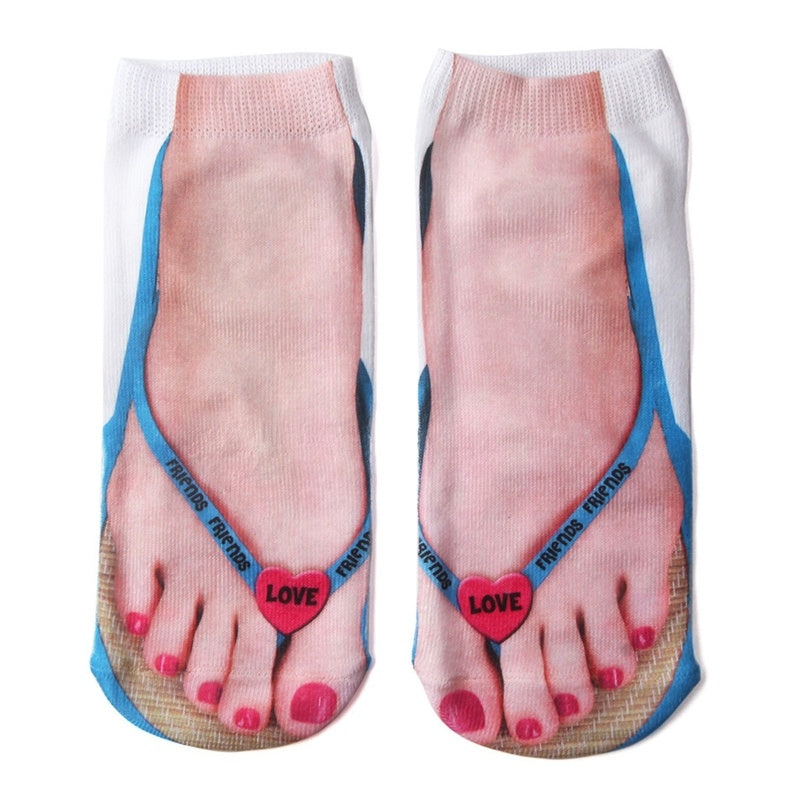 3D Printing Socks Flip Flops Cartoon Creative Socks Men And Women Couple Socks - SARAH SOCKS