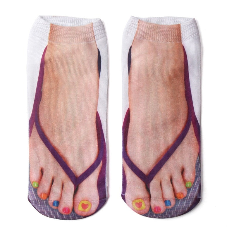 3D Printing Socks Flip Flops Cartoon Creative Socks Men And Women Couple Socks - SARAH SOCKS