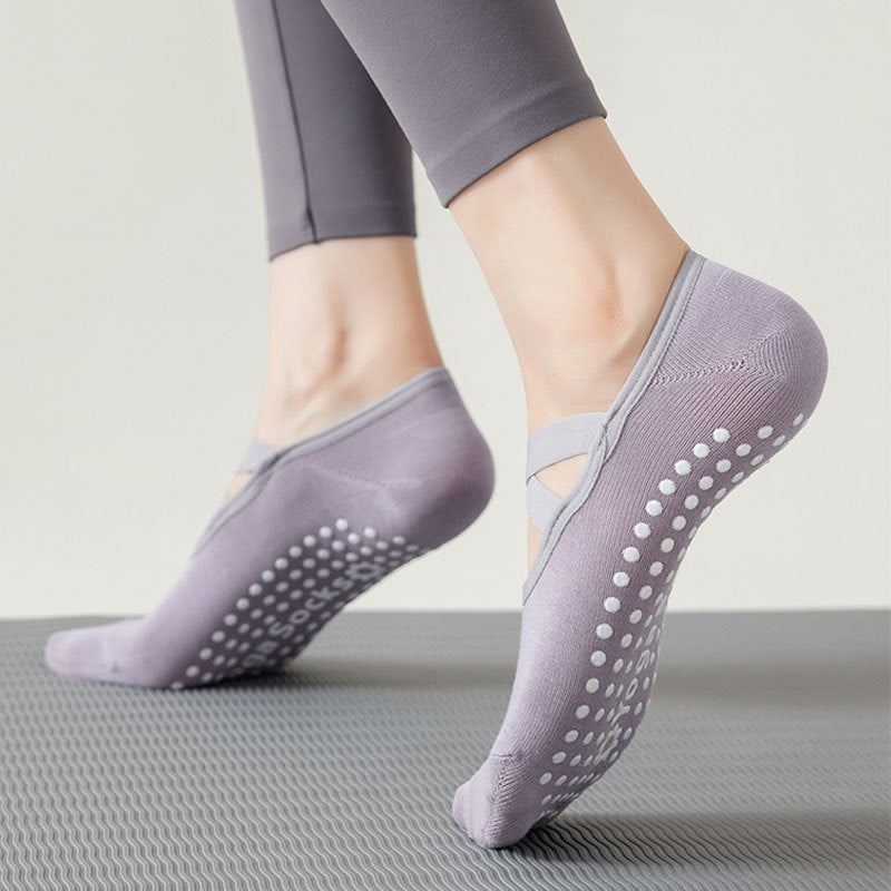 3 Pairs Yoga Socks For Women Non-Slip Grips Straps For Added Balance And Stability Ideal For Pilates Pure Barre Ballet Dance Barefoot Workout - SARAH SOCKS