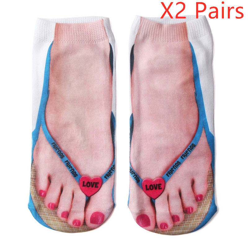 3D Printing Socks Flip Flops Cartoon Creative Socks Men And Women Couple Socks - SARAH SOCKS