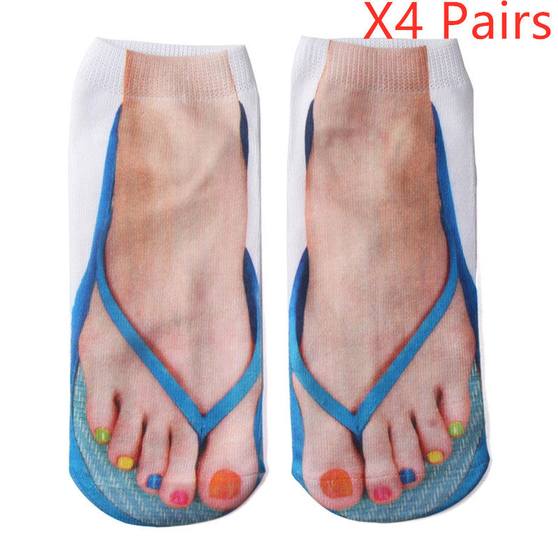 3D Printing Socks Flip Flops Cartoon Creative Socks Men And Women Couple Socks - SARAH SOCKS