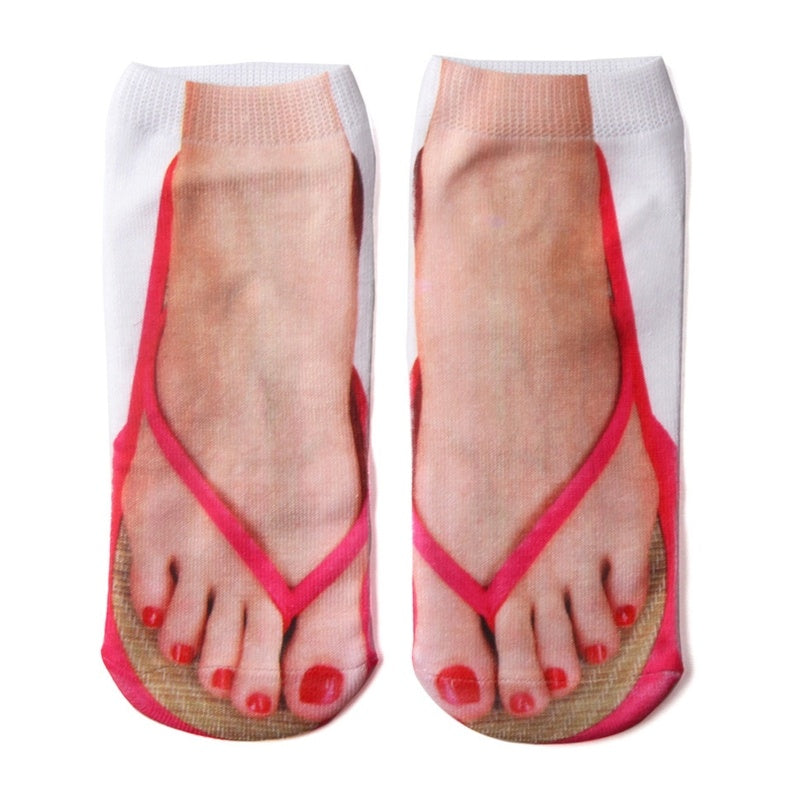3D Printing Socks Flip Flops Cartoon Creative Socks Men And Women Couple Socks - SARAH SOCKS