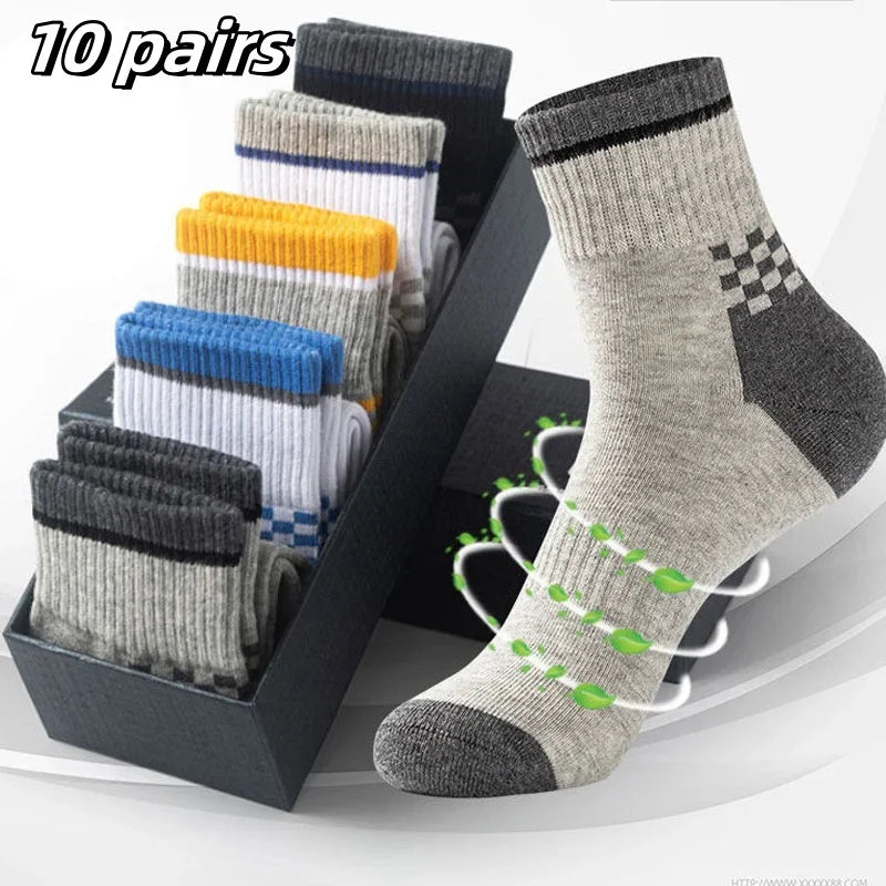 DEJAN (10pairs Breathable Cotton Sports Stockings Men Bamboo)