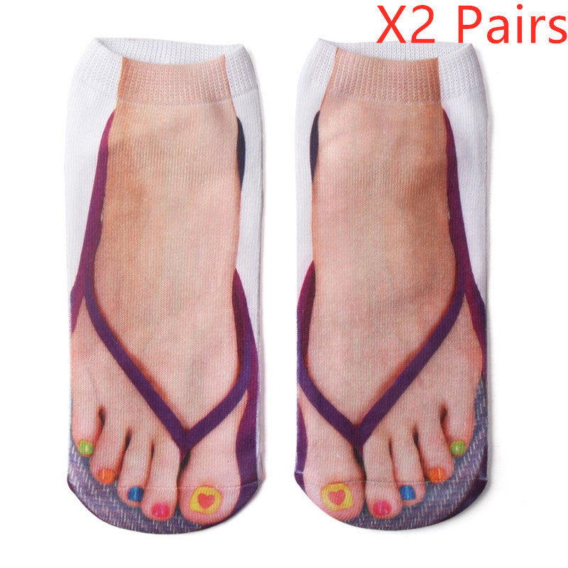 3D Printing Socks Flip Flops Cartoon Creative Socks Men And Women Couple Socks - SARAH SOCKS