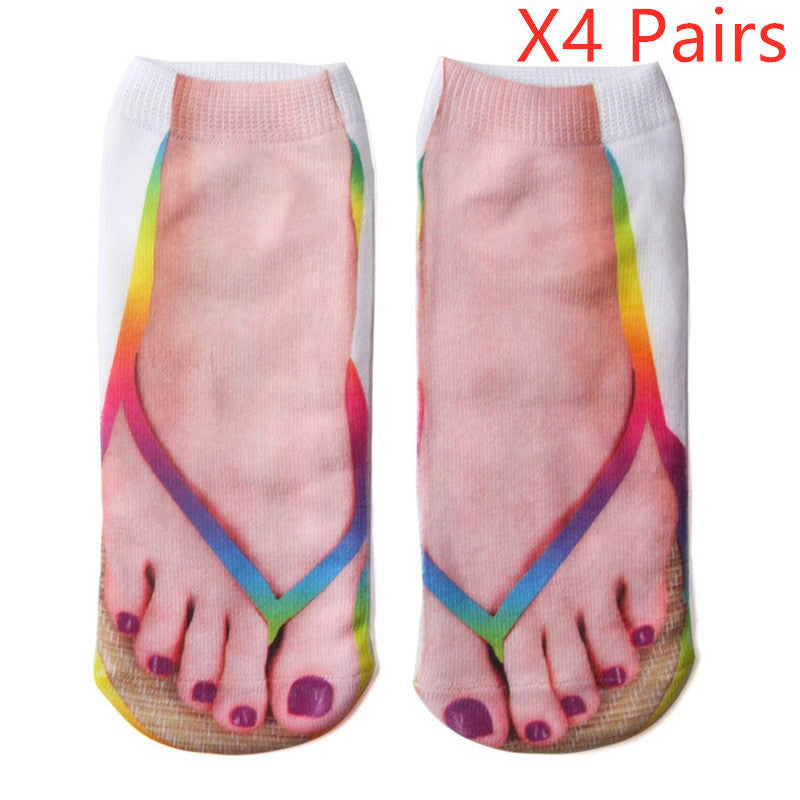 3D Printing Socks Flip Flops Cartoon Creative Socks Men And Women Couple Socks - SARAH SOCKS