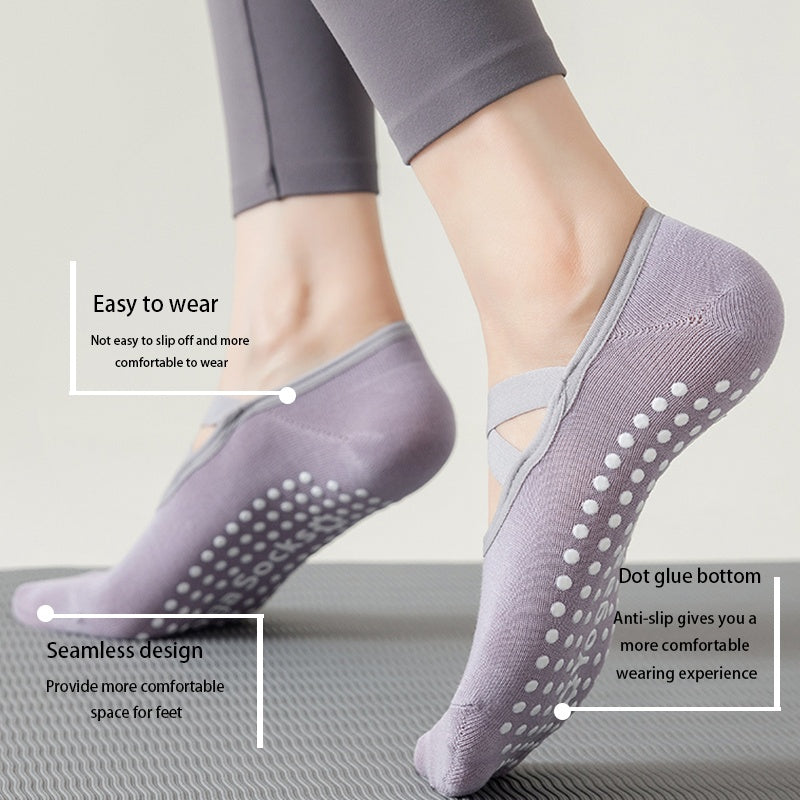 3 Pairs Yoga Socks For Women Non-Slip Grips Straps For Added Balance And Stability Ideal For Pilates Pure Barre Ballet Dance Barefoot Workout - SARAH SOCKS